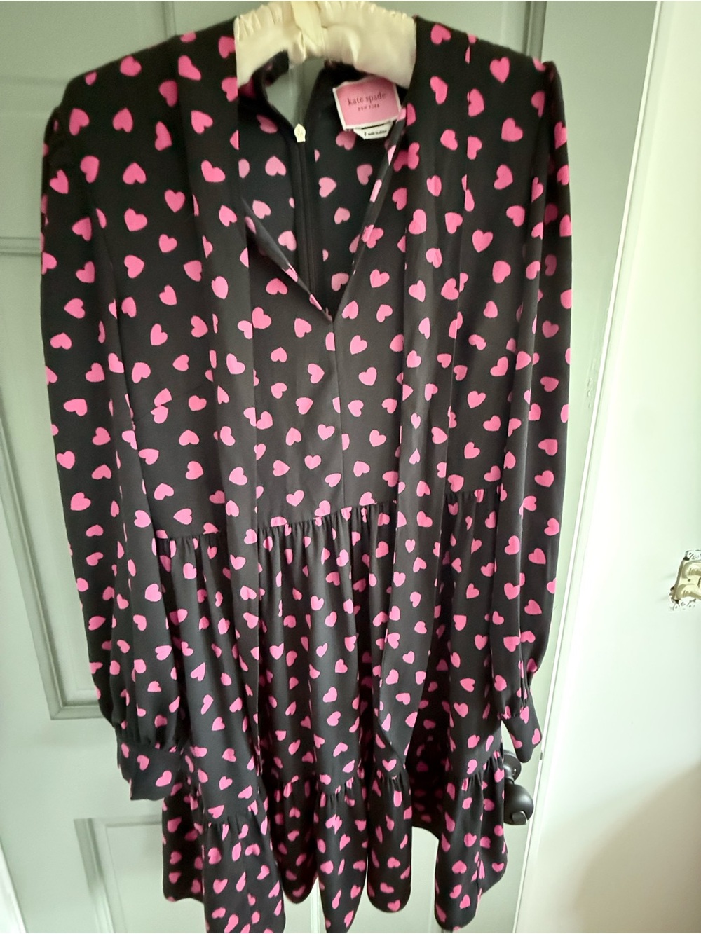 kate spade Black Dress with Pink Heart Pattern